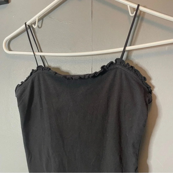 Abercrombie & Fitch black ruffle hem bodysuit women size medium - Picture 2 of 11